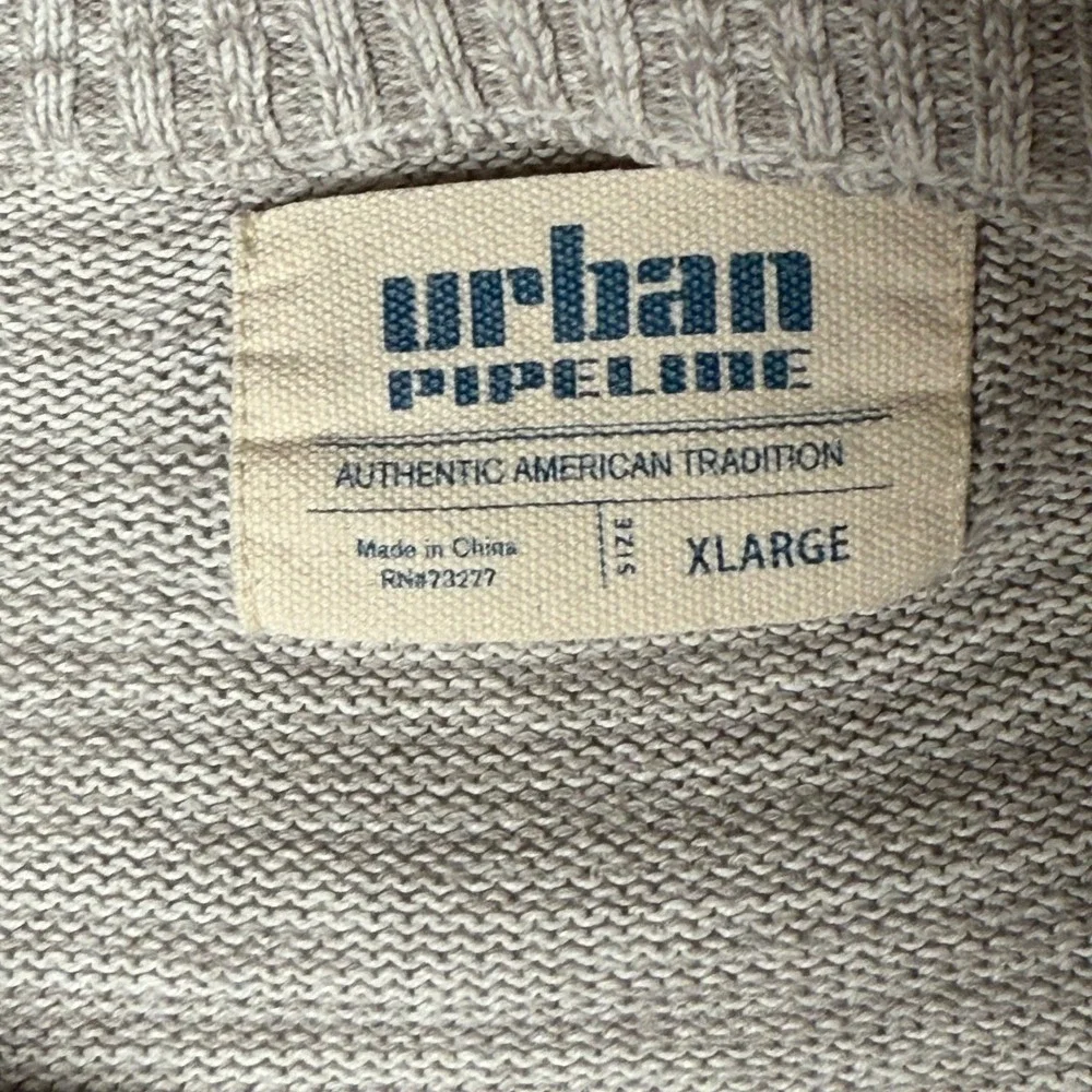 Urban Pipeline Mens 1/4 Zip Striped Old Money Sweater Size XL Gray Preppy Layers